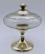 A hallmarked silver and glass lidded bowl, Birmingham 1927, by Harrison & Hipwood