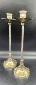 Pair of Arts & Crafts style cast brass electroplated Candle Sticks c. 1910-20s. 27 cms. H.