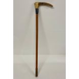 Callow & Son Park Lane London riding crop with antler and Callow button, silver collar hallmarked