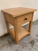 A pine bedside with drawer and shelf under (H63cm W48cm D45cm)