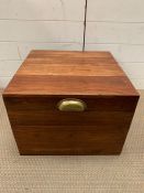 A pine storage box with handles to side (H34cm Sq46cm)