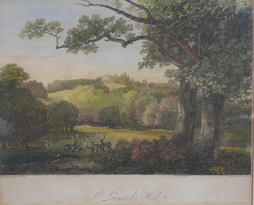 A pair of 19th century hand-coloured engravings of "St. Leonards Hill" (Windsor, Berkshire) by James