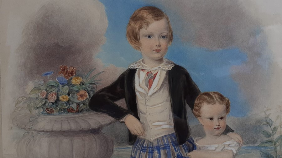 A 19th century English School, 'Portrait of two children', unsigned, according to label verso - Image 3 of 4