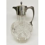 A Cut glass and silver claret jug by Thomas Webb & Sons Ltd, hallmarked for London 1903. Approx 24cm