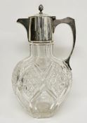 A Cut glass and silver claret jug by Thomas Webb & Sons Ltd, hallmarked for London 1903. Approx 24cm