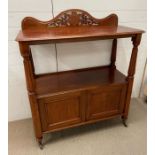 A mahogany Buffet on castors with two cupboards under. 127 cm H x 107 cm W x 46 cm D