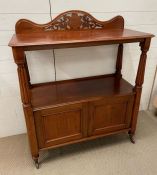 A mahogany Buffet on castors with two cupboards under. 127 cm H x 107 cm W x 46 cm D