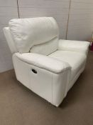 A single powered recliner or cinema seat in white leather