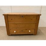 An Antique pine chest with drawer in base (99cm w x 58cm d x 67cm h)