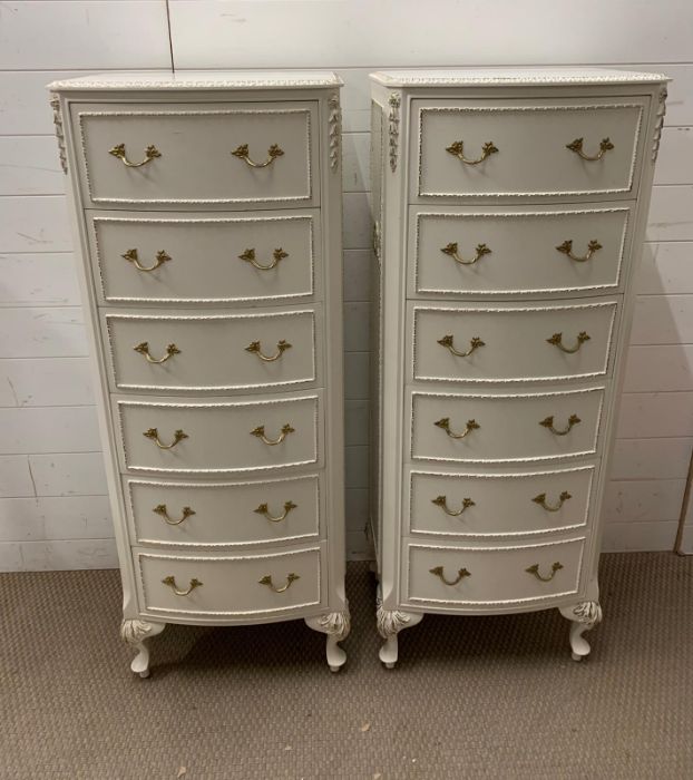 A pair of tall chest of drawers Queen Anne/French style (H123cm W47cm D35cm)