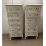 A pair of tall chest of drawers Queen Anne/French style (H123cm W47cm D35cm)