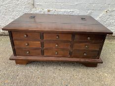 A Laura Ashley low table with multi drawers to front, open to reveal storage (H41cm W91cm D62cm)