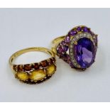 Two 9ct gold fashion rings, stamped 375 (Total Weight 8g)