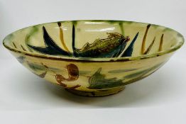 A Spanish Puigdemont studio pottery bowl (Dia 31cm H10cm)