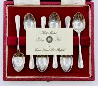 A Boxed set of six silver teaspoons by Francis Howard Ltd, hallmarked for Sheffield 1972