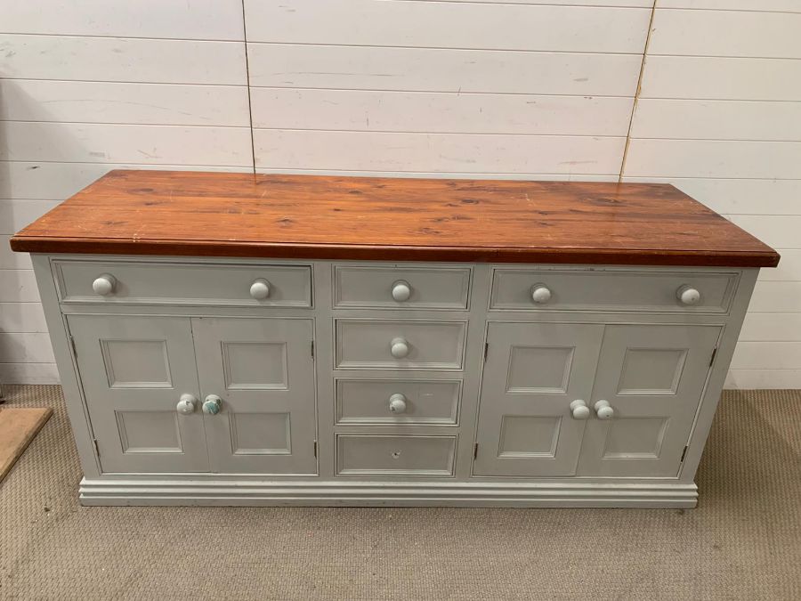 A Substantial painted Welsh Dresser with glazed cabinets, open shelves, drawers and cupboards - Image 3 of 6