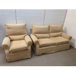 A two seater Multiyork sofa bed (H79cm W167cm D86cm) and matching chair