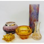 A selection of studio glassware to include Whitefriars