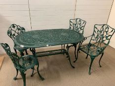 A four seater metal garden table and chairs