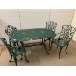 A four seater metal garden table and chairs