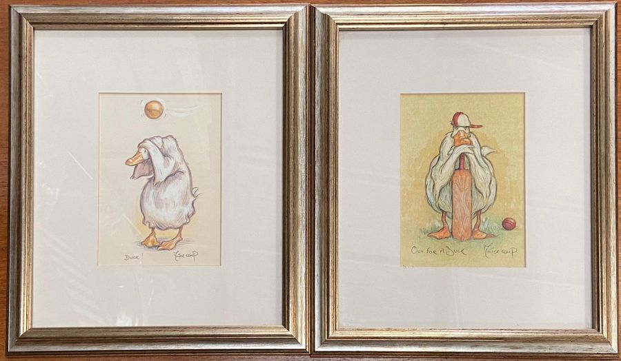 Two Duck and cricket themed prints by Minter Kemp