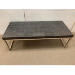 A Shagreen coffee table on chrome frame (39cm x 51cm x 120cm)