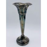 A silver sing stem vase, hallmarked for Sheffield.
