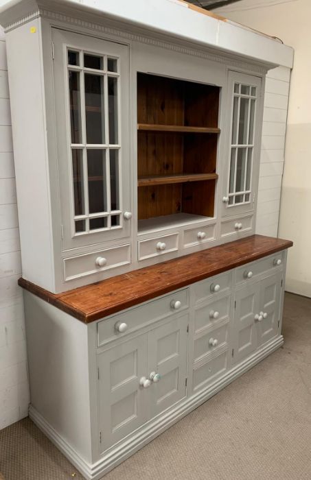 A Substantial painted Welsh Dresser with glazed cabinets, open shelves, drawers and cupboards - Image 2 of 6