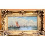 A Gilt framed nautical framed print, J W Carmichael.