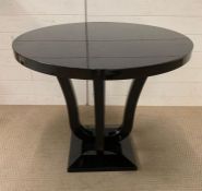 A black lacquered side table AF (H70cm Dia80cm)Condition Report clean but wobbly