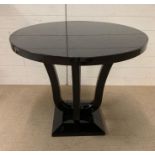 A black lacquered side table AF (H70cm Dia80cm)Condition Report clean but wobbly