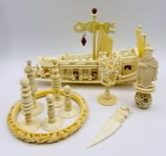 A selection of Antique ivory items