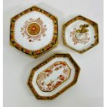 A Royal Crown Derby miniature trio and a pill box.