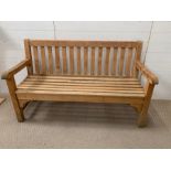 A Tecknique garden teak club bench by Bridgman (180 cm w x 65 cm d x 89 cm H)