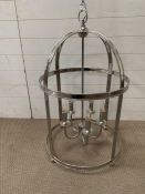 A Chrome Bird Cage style five arm ceiling light (55 cm diameter x 89 cm h)