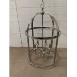 A Chrome Bird Cage style five arm ceiling light (55 cm diameter x 89 cm h)