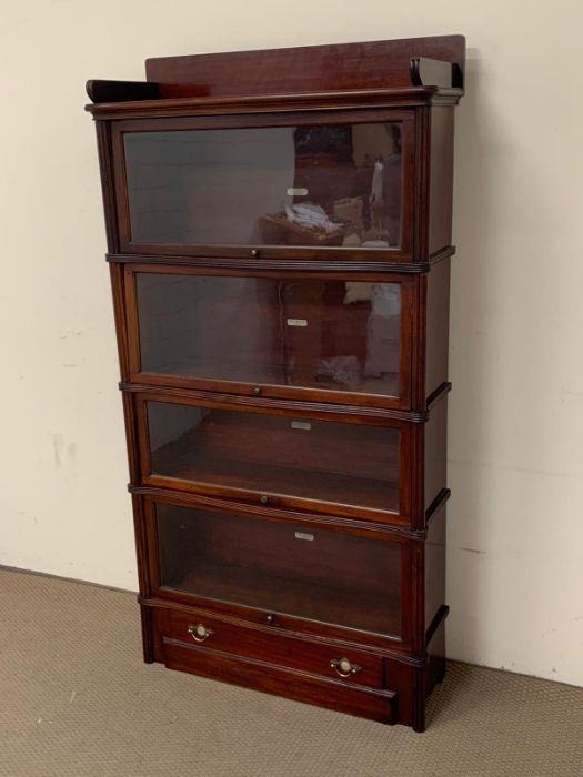 A four tier globe Wernicke mahogany barrister bookcase with glazed doors and decorative mouldings - Image 6 of 6