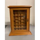 A wall hanging pine display case with compartments (46cm x 56cm)