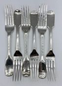 A selection of six silver forks, Victorian and Georgian (423g Total weight)