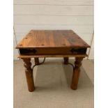 An Indian hardwood side table (H56cm Sq60cm)