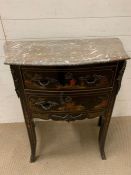 A Japaned marble side cabinet AF (H87cm W80cm D42cm)