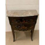 A Japaned marble side cabinet AF (H87cm W80cm D42cm)