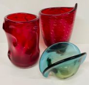 Three pieces of white friars glass