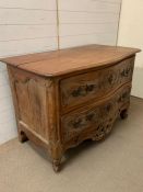 A 18th century style commode with ormolu carving. Two drawers and metal mounts (H87cm W130cm D72cm)