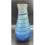 Siddy Langley Iridescent Trailed Studio glass vase. Signed & Dated 1998. 24 cms H
