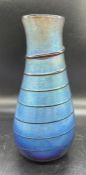 Siddy Langley Iridescent Trailed Studio glass vase. Signed & Dated 1998. 24 cms H