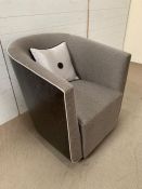 A single tub chair with faux leather back (H77cm W83cm D85cm)