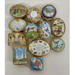 A selection of twelve Halcyon Days enamel boxes