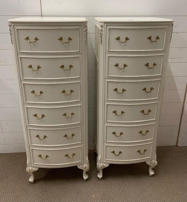 A pair of tall chest of drawers Queen Anne/French style (H123cm W47cm D35cm) - Image 2 of 4