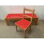 A Long bench cube seat wth woven cord to top along with a matching chair (150 cm w x 50 cm d x 44 cm